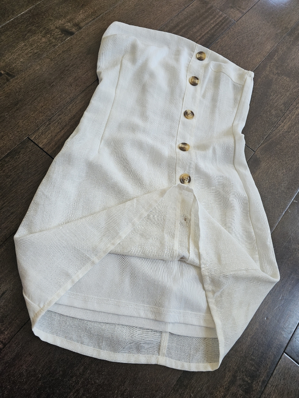 Boohoo Faux Linen Assymetrical Sleeveless Mini Dress Button Front Size 4 - Picture 4 of 7